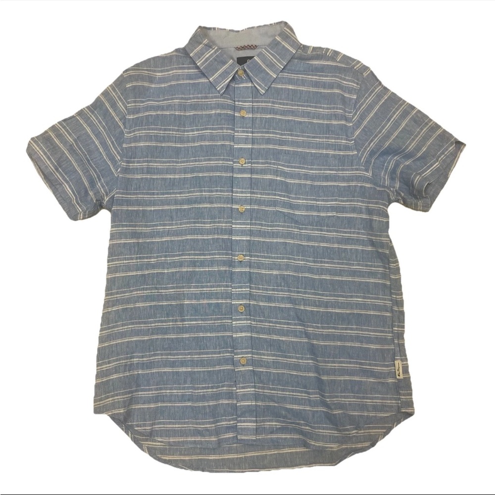 Ben Sherman Linen Blend Light Blue White Striped Button Down Shirt Large